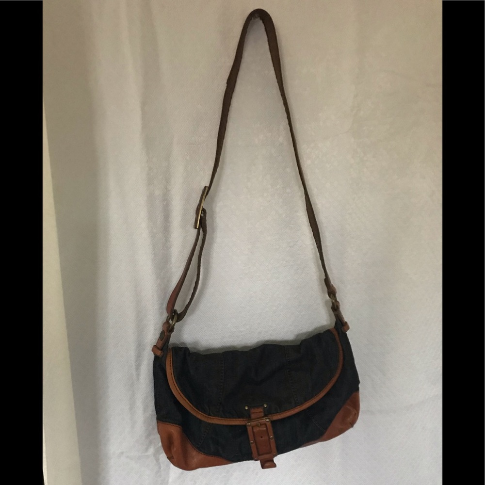 Leather roadhouse denim lucky brand crossbody bag